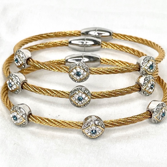 Cable/Rope Bangle with Evil Eye - Picture 1 of 15